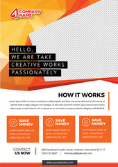 Professional Flyer template in A4 and orange color for creative, agency, coorporate, and company