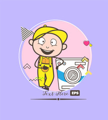 Cartoon Happy Professional Electrician Character