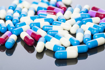 colorful medical drug capsule background