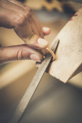 Hand-made wedding ring by goldsmith craftsman