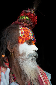 Portrait of a Holy Man on a temple