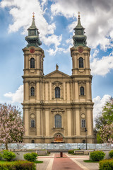 Fototapeta na wymiar Subotica, Serbia - April 23, 2017: Cathedral of St. Theresa of Avila in Subotica city, Serbia