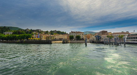 The port of Luino at Lake Maggiore - Luino, Lake Maggiore, Lombardy, Italy, Europe