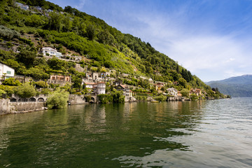 The houses of Cannero Riviera on Lake Maggiore - Cannero Riviera , Lake Maggiore, Lombardy, Italy, Europe