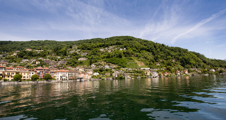 The houses of Cannero Riviera on Lake Maggiore - Cannero Riviera , Lake Maggiore, Lombardy, Italy, Europe
