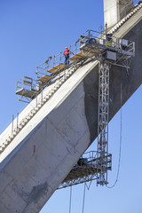 Renewing corrosion damages on arch and pillars of concrete bridge Maslenica on A1 highway in Croatia