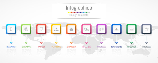 Infographic design elements for your business data with 10 options, parts, steps, timelines or processes. Vector Illustration. Elements of this image furnished by NASA