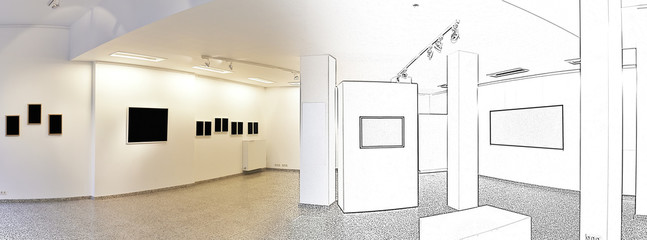 Drawing and planned exhibition gallery
