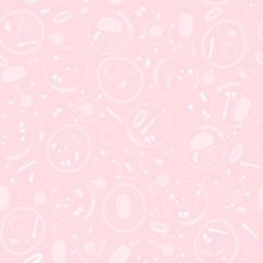 Jewelry, set, luxury collection, seamless pattern. Vector design isolated illustration. White images, pink background.