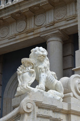 The National Palace of Queluz, Portugal. Lion sculpture
