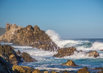 Breaking waves on the coast of the Otter Trail at the Indian Ocean