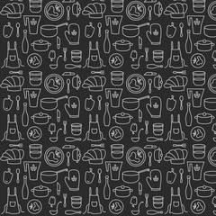 Seamless pattern with the symbols of the profession of cook