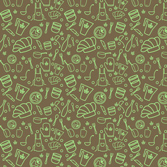 Seamless pattern with the symbols of the profession of cook