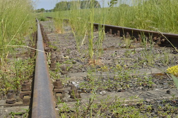 Abandoned railway tracks, leading to nowhere