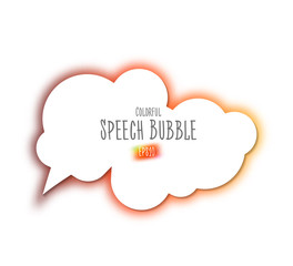 White speech bubble with red colored blurred edges. Sticker of dialog thought with space for your text