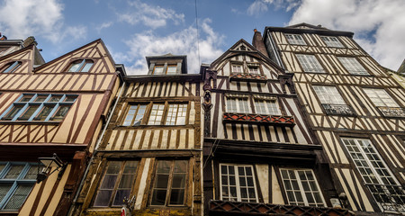 Old wooden timber houses in France