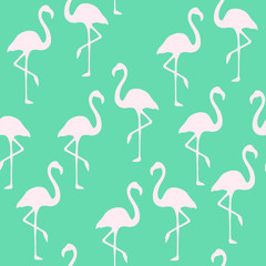 Fototapeta premium Trendy Flamingo Background. Tropical Pattern Endless