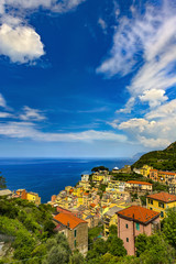Fototapeta premium Italy. Cinque Terre (UNESCO World Heritage Site since 1997). Riomaggiore town (Liguria region)