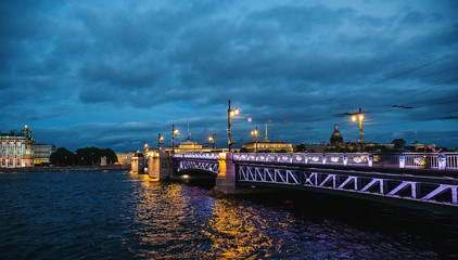 Fototapeta na wymiar The Palace Bridge - drawbridge across the Neva River in St. Petersburg