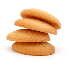 stacked short pastry cookies isolated on white background