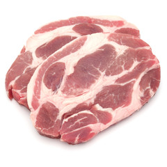 Raw pork chop meat isolated on white background cutout