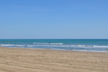 Practicing surf in the beach