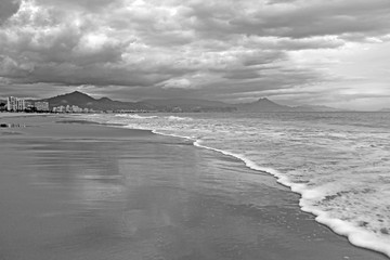 Beach scene, Black and white 