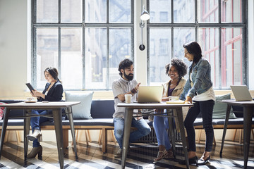 Business people talking in cafe