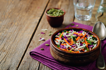 Cabbage carrot pumpkin seed slaw