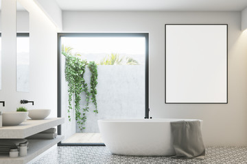 Naklejka na ściany i meble White bathroom, round tub, poster