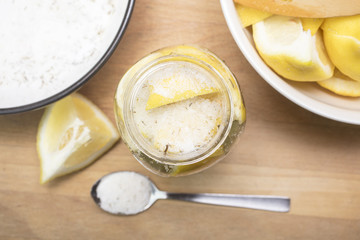 Preserving salted cured lemons in jars