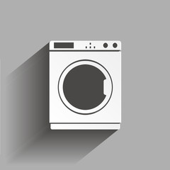 Vector icon of a washing machine with shadow design. Home Appliances