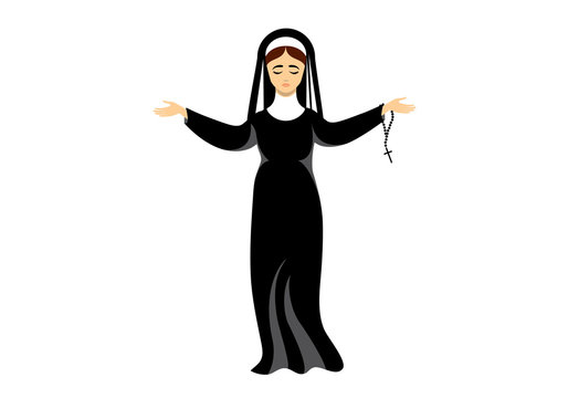 recommend clip art: Nun vector illustration. Nun Icon isolated on white background