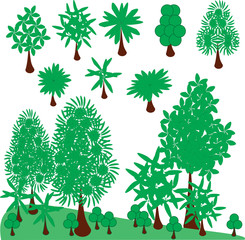 Vector graphic set  with Tree. Clip Art