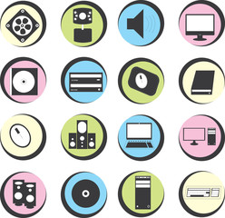 3d color computer icon in a circular shape