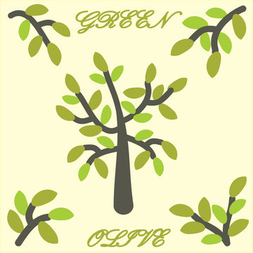 Vector tree olive. Branch olive Clip Art