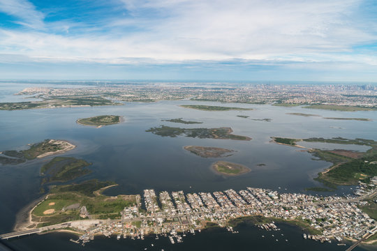 Aerial shot of New York City and surrounding area