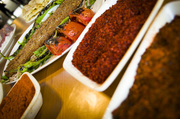 Traditional Turkish Adana Kebab and spices