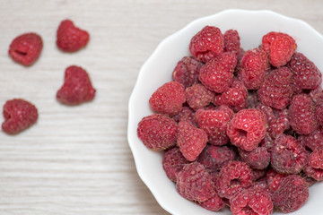 Fresh raspberries on the table