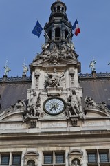Detail of the headquarters of the local administration in Paris, France, known as Hôtel de Ville