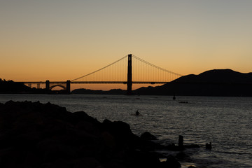 The Golden Gate Bridge at sunset
