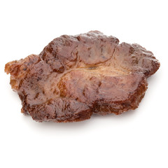 Cooked fried pork meat isolated on white background cutout