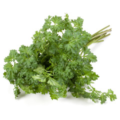 parsley leaves bunch isolated on white background cutout