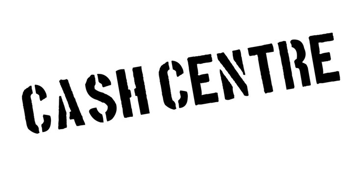 Cash Centre rubber stamp. Grunge design with dust scratches. Effects can be easily removed for a clean, crisp look. Color is easily changed.