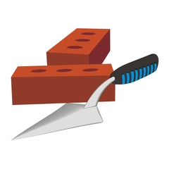 trowel and bricks