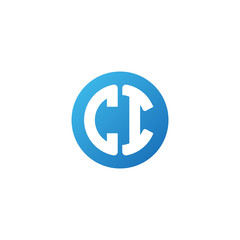 Initial letter CI, rounded letter circle logo, modern gradient blue color	
 
