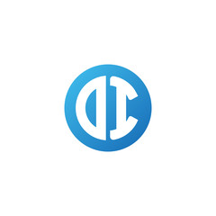 Initial letter DI, rounded letter circle logo, modern gradient blue color	
 
