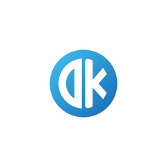 Initial letter DK, rounded letter circle logo, modern gradient blue color	
 

