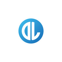 Initial letter DL, rounded letter circle logo, modern gradient blue color	
 
