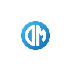 Initial letter DM, rounded letter circle logo, modern gradient blue color	
 
